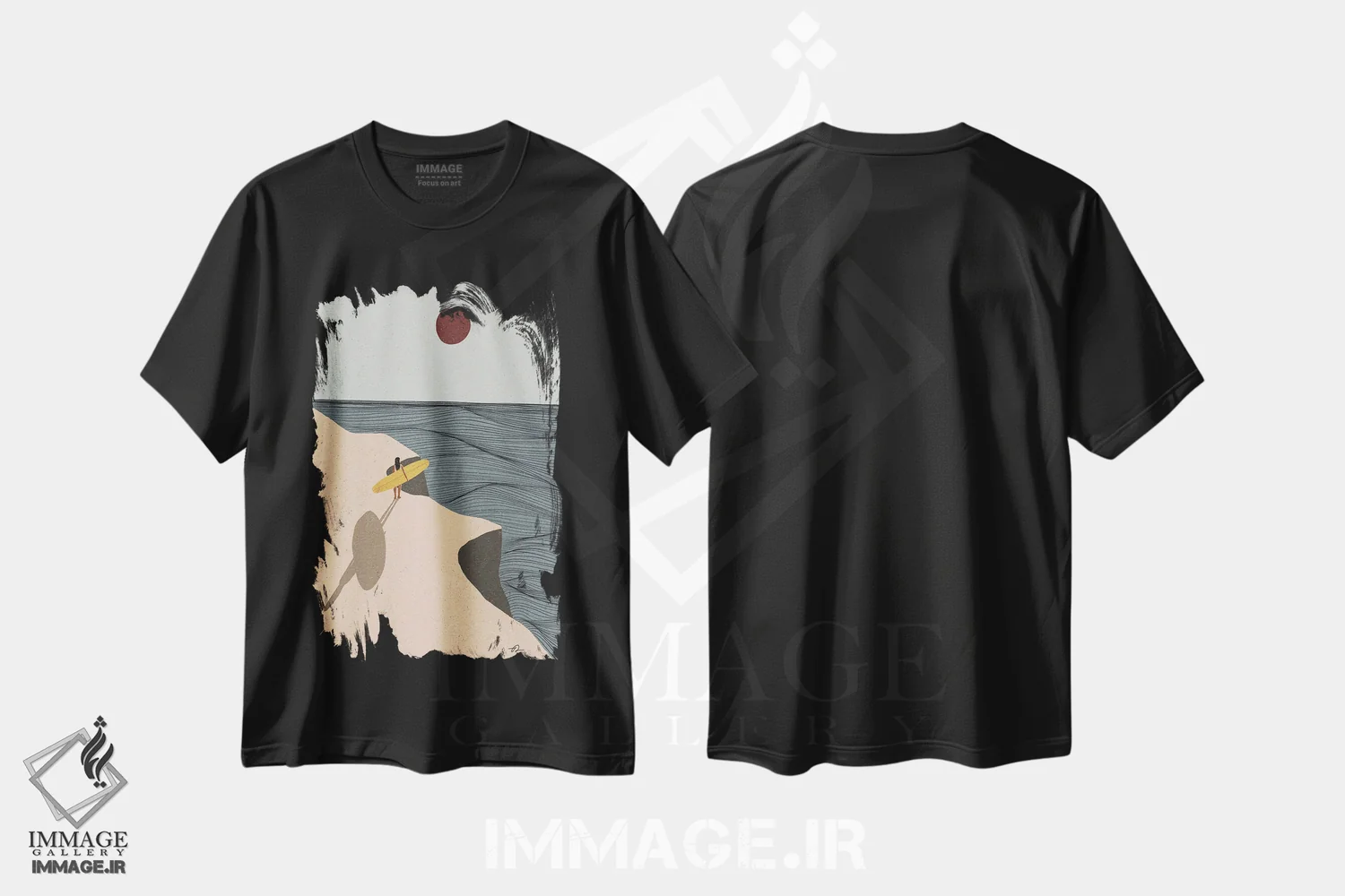 تیشرت مشکی طرح دار موج رسیده است، مدیوم اثر فابیان لاواتر | فروشگاه ایماژ