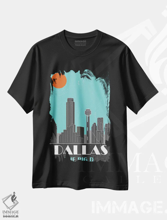 تیشرت مشکی طرح دار دالاس، آبی آسمانی، دکور معاصر اثر فلای گرافیکس | immage.ir