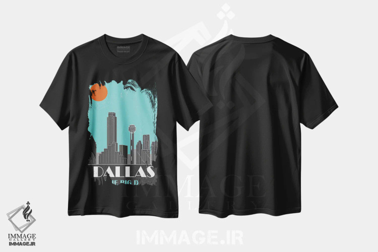 تیشرت مشکی طرح دار دالاس، آبی آسمانی، دکور معاصر اثر فلای گرافیکس | immage.ir