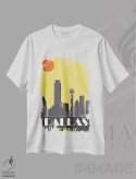 تیشرت سفید طرح دار دالاس، زرد، تزئینی اثر فلای گرافیکس | immage.ir