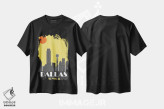 تیشرت مشکی طرح دار دالاس، زرد، تزئینی اثر فلای گرافیکس | فروشگاه ایماژ