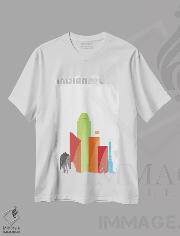 تیشرت سفید طرح دار ایندیاناپولیس، سفید، تزئینی اثر فلای گرافیکس | immage.ir