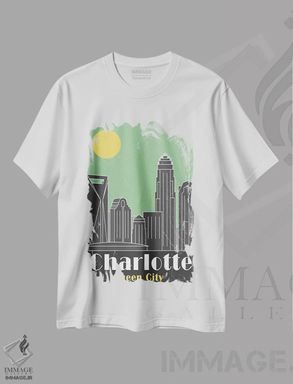 تیشرت سفید طرح دار شارلوت، سبز، تزئینی اثر فلای گرافیکس | فروشگاه ایماژ