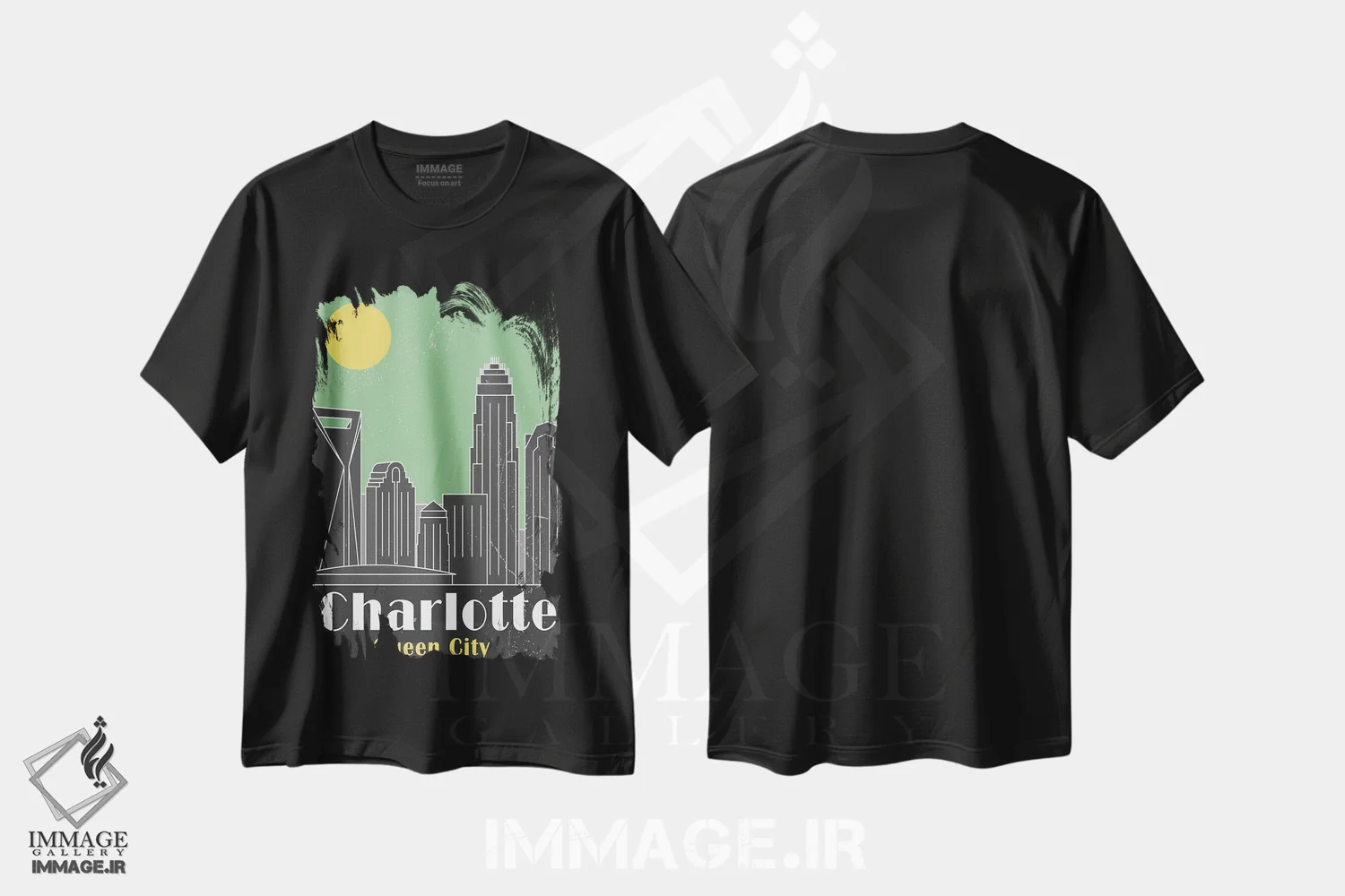 تیشرت مشکی طرح دار شارلوت، سبز، تزئینی اثر فلای گرافیکس | immage.ir