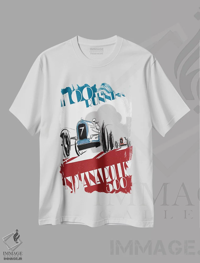 تیشرت سفید طرح دار ایندی ۵۰۰، تزئینی اثر فلای گرافیکس | فروشگاه ایماژ