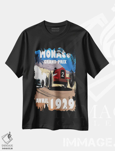 تیشرت مشکی طرح دار موناکو، تزئینی اثر فلای گرافیکس | فروشگاه ایماژ