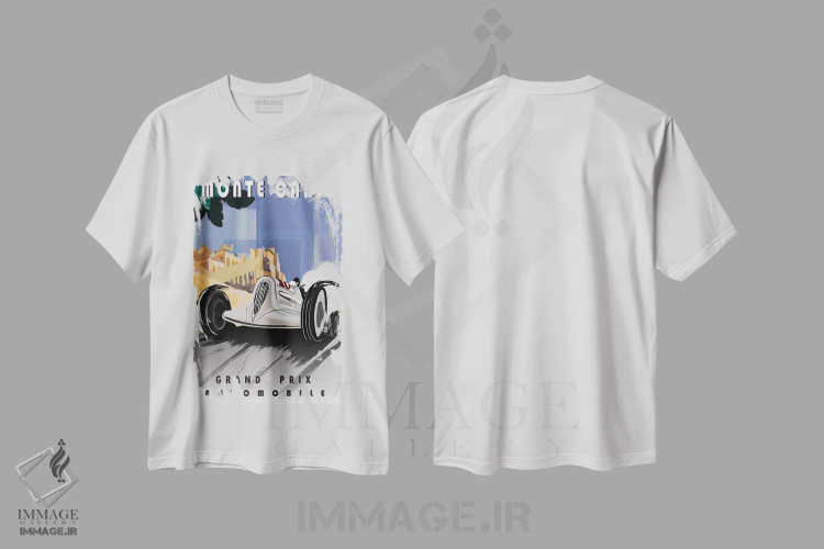تیشرت سفید طرح دار مونت کارلو، تزئینی اثر فلای گرافیکس | فروشگاه ایماژ