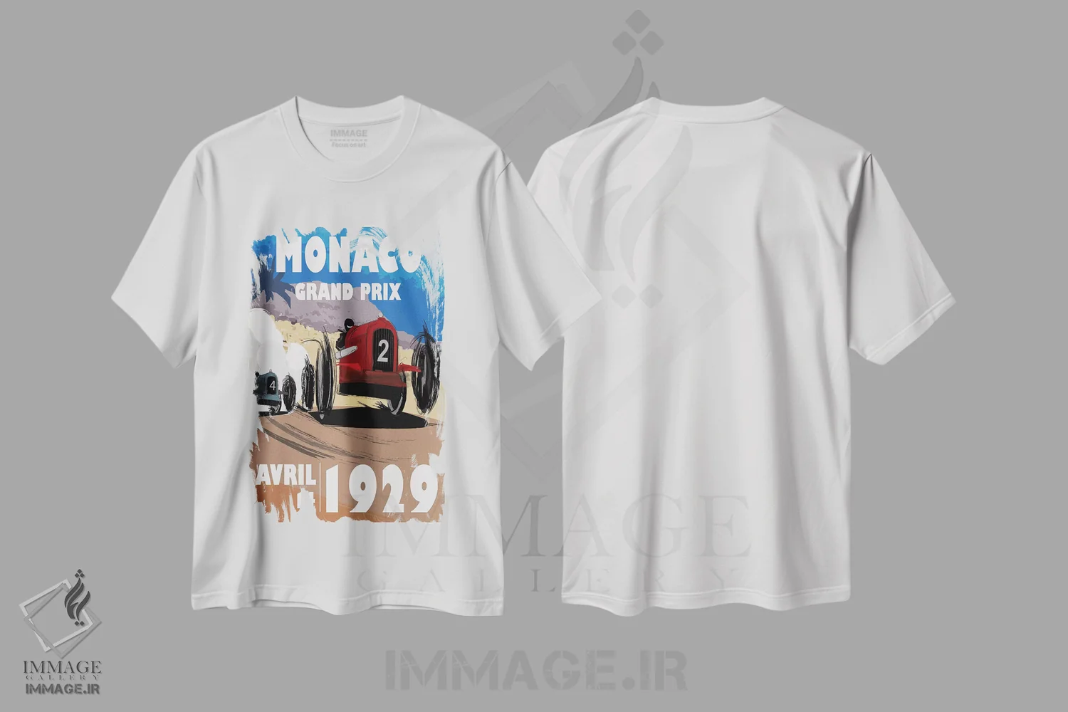 تیشرت سفید طرح دار موناکو، تزئینی اثر فلای گرافیکس | immage.ir