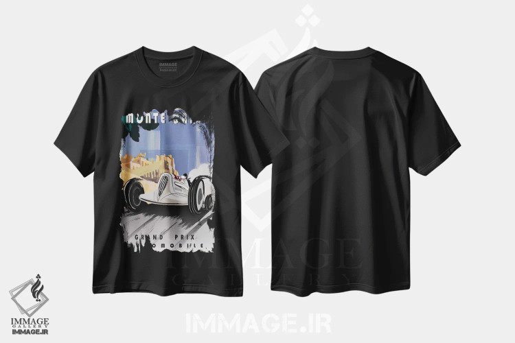 تیشرت مشکی طرح دار مونت کارلو، تزئینی اثر فلای گرافیکس | immage.ir