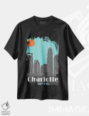 تیشرت مشکی طرح دار شارلوت، آبی آسمانی، تزئینی اثر فلای گرافیکس | فروشگاه ایماژ