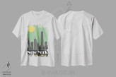 تیشرت سفید طرح دار نیویورک، سبز، تزئینی اثر فلای گرافیکس | فروشگاه ایماژ