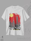 تیشرت سفید طرح دار نیویورک، قرمز، تزئینی اثر فلای گرافیکس | فروشگاه ایماژ