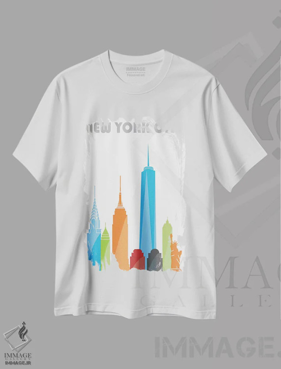 تیشرت سفید طرح دار نیویورک، سفید، تزئینی اثر فلای گرافیکس | فروشگاه ایماژ