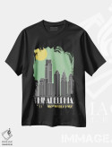 تیشرت مشکی طرح دار فیلادلفیا، سبز، تزئینی اثر فلای گرافیکس | فروشگاه ایماژ