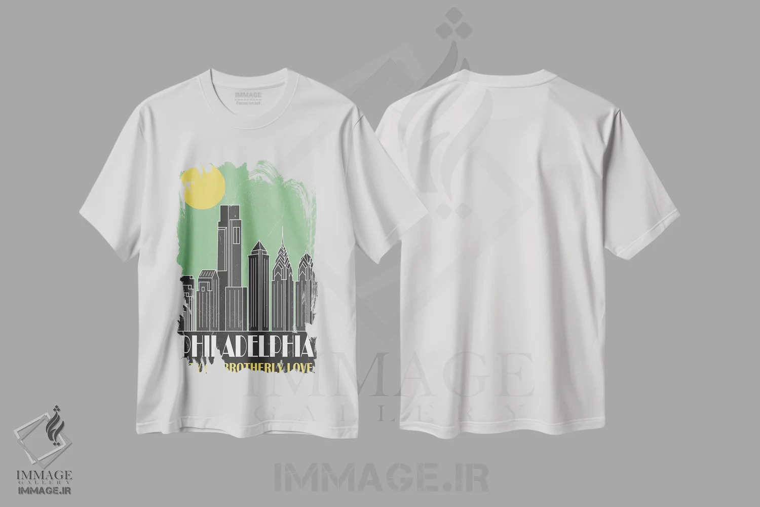 تیشرت سفید طرح دار فیلادلفیا، سبز، تزئینی اثر فلای گرافیکس | immage.ir