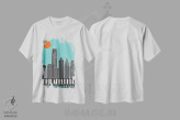 تیشرت سفید طرح دار فیلادلفیا، آبی آسمانی، تزئینی اثر فلای گرافیکس | فروشگاه ایماژ