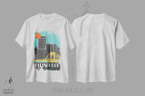 تیشرت سفید طرح دار پیتزبورگ، آبی آسمانی II، تزئینی اثر فلای گرافیکس | فروشگاه ایماژ
