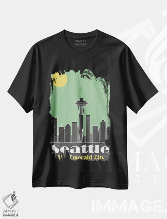 تیشرت مشکی طرح دار سیاتل، تزئینی اثر فلای گرافیکس | فروشگاه ایماژ