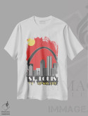تیشرت سفید طرح دار سنت لوئیس، قرمز، تزئینی اثر فلای گرافیکس | immage.ir