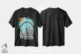 تیشرت مشکی طرح دار سنت لوئیس، آبی آسمانی، تزئینی اثر فلای گرافیکس | immage.ir