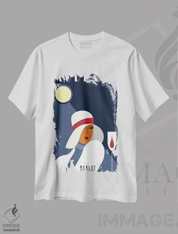 تیشرت سفید طرح دار مرلو مورلان، تزئینی اثر فلای گرافیکس | فروشگاه ایماژ