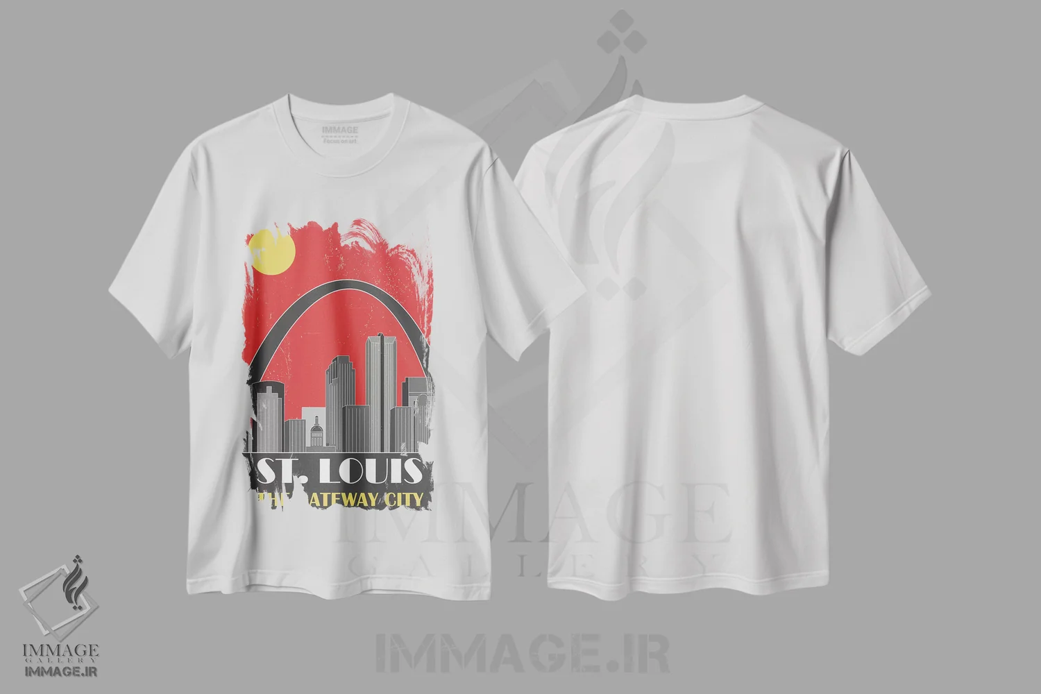 تیشرت سفید طرح دار سنت لوئیس، قرمز، تزئینی اثر فلای گرافیکس | immage.ir