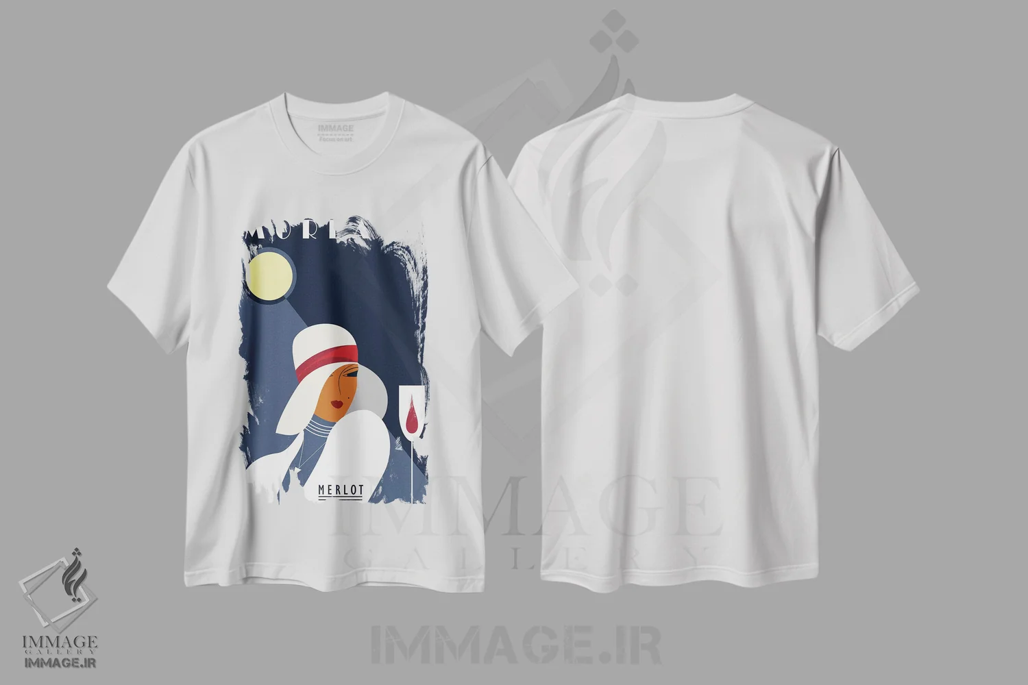 تیشرت سفید طرح دار مرلو مورلان، تزئینی اثر فلای گرافیکس | فروشگاه ایماژ