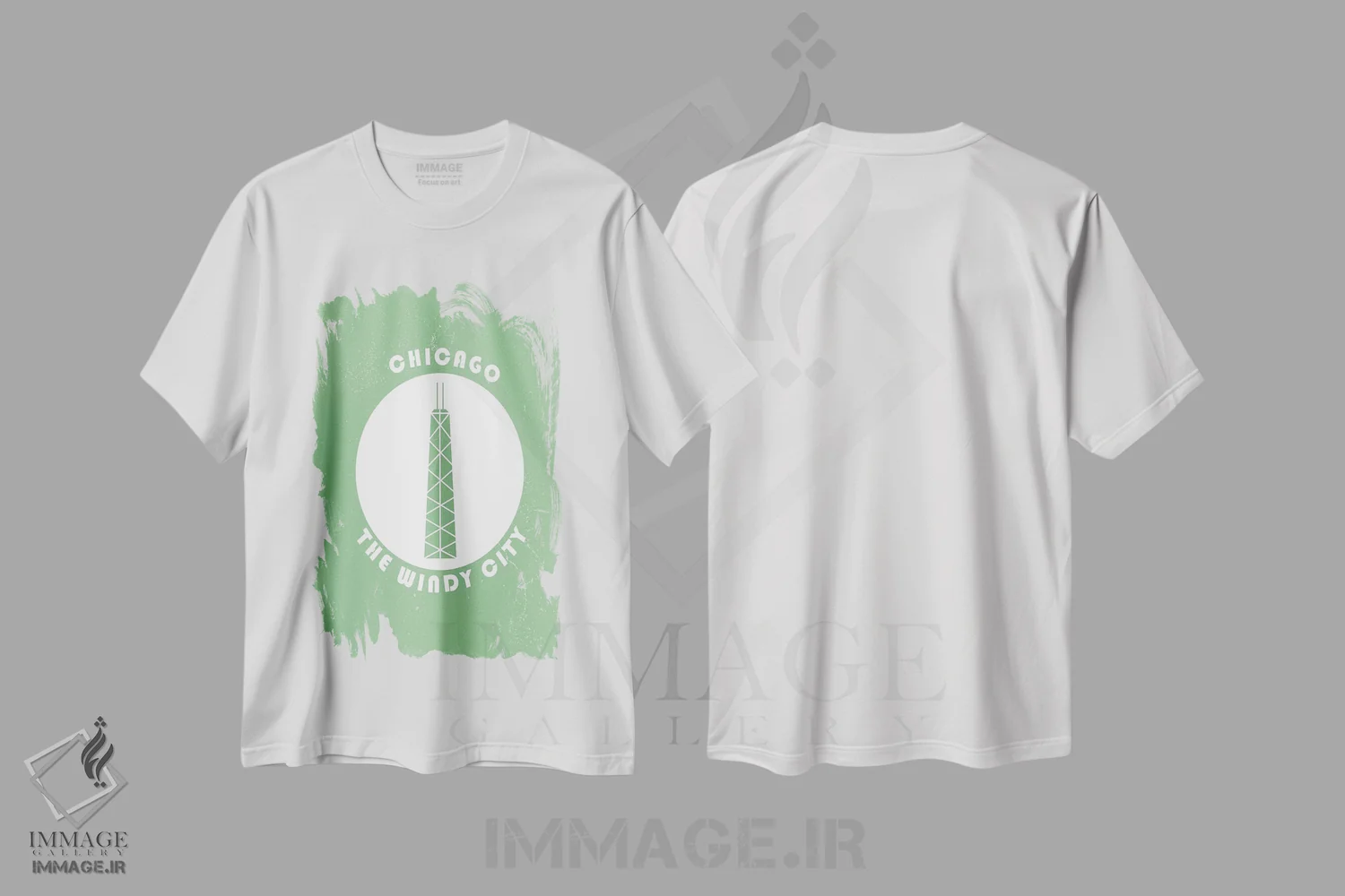 تیشرت سفید طرح دار شیکاگو، دایره ای، تزئینی اثر فلای گرافیکس | immage.ir