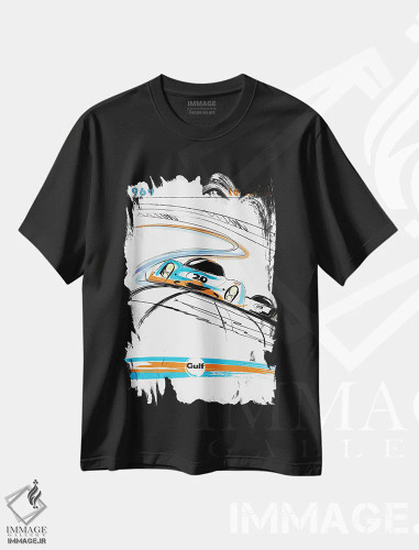 تیشرت مشکی طرح دار هنر پورشه ۲۴ ساعته لمان، تزئینی اثر فلای گرافیکس | فروشگاه ایماژ