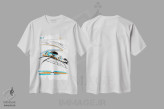 تیشرت سفید طرح دار هنر پورشه ۲۴ ساعته لمان، تزئینی اثر فلای گرافیکس | immage.ir