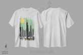 تیشرت سفید طرح دار شیکاگو، سبز، تزئینی اثر فلای گرافیکس | immage.ir