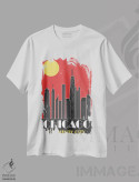 تیشرت سفید طرح دار شیکاگو، قرمز، تزئینی اثر فلای گرافیکس | فروشگاه ایماژ