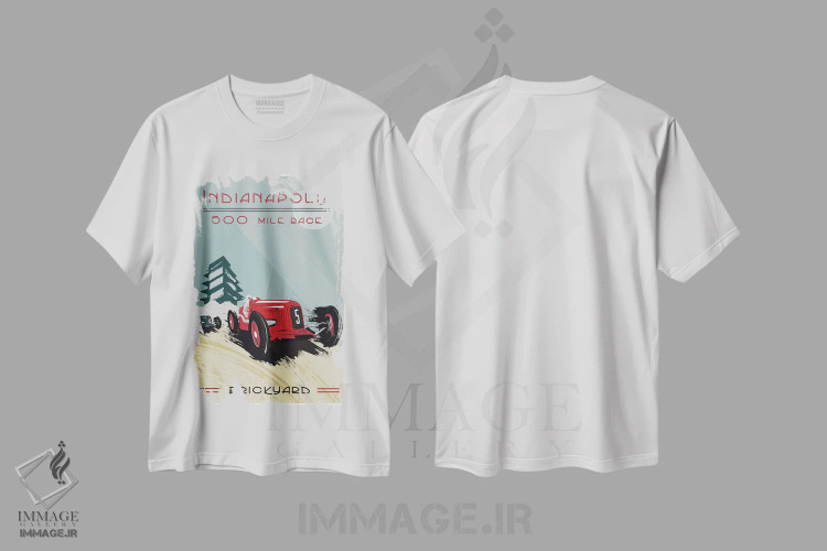 تیشرت سفید طرح دار ایندیاناپولیس ۵۰۰، بریک یارد ۵۰۰، هنر دیجیتال اثر فلای گرافیکس | فروشگاه ایماژ