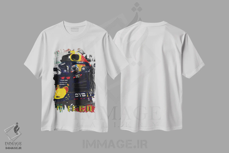 تیشرت سفید طرح دار پوستر فرمول یک ردبول سرجیو پرز ۱۱، هنر دیجیتال اثر فلای گرافیکس | immage.ir