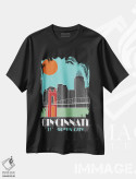 تیشرت مشکی طرح دار سینسیناتی، آبی آسمانی، تزئینی اثر فلای گرافیکس | فروشگاه ایماژ