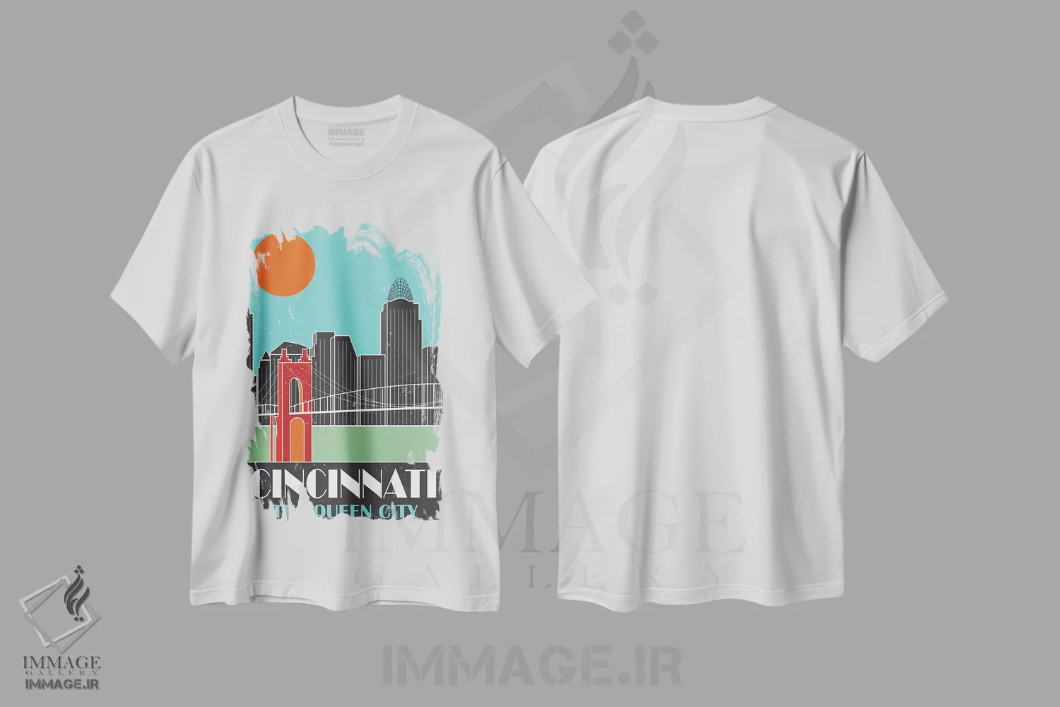 تیشرت سفید طرح دار سینسیناتی، آبی آسمانی، تزئینی اثر فلای گرافیکس | immage.ir