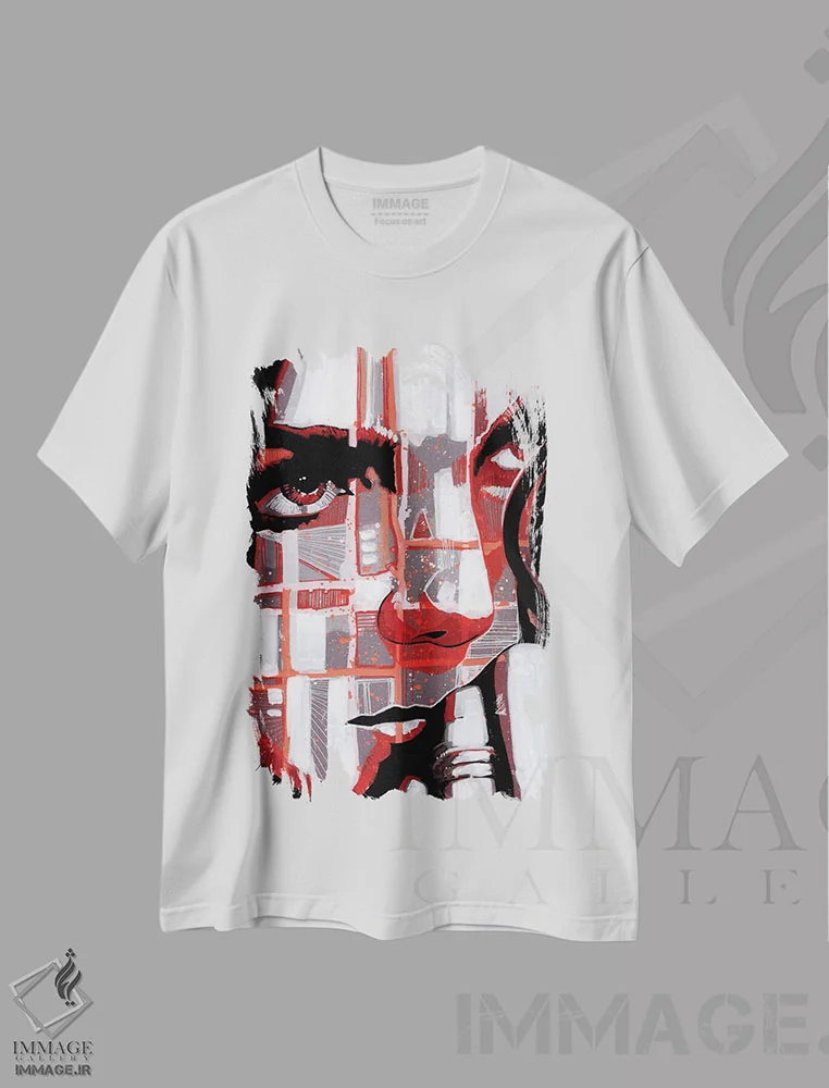 تیشرت سفید طرح دار آبی الکتریکی ۱، هنر فاخر معاصر اثر فرنان مورا | فروشگاه ایماژ