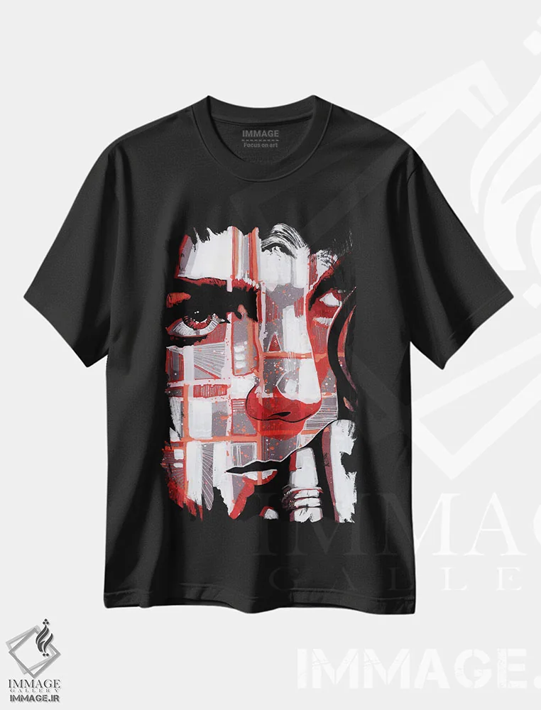 تیشرت مشکی طرح دار آبی الکتریکی ۱، هنر فاخر معاصر اثر فرنان مورا | immage.ir