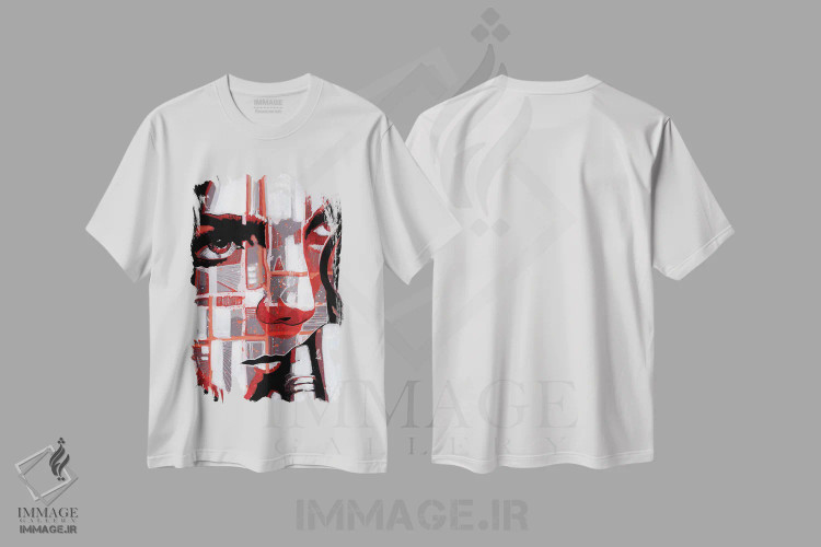 تیشرت سفید طرح دار آبی الکتریکی ۱، هنر فاخر معاصر اثر فرنان مورا | فروشگاه ایماژ