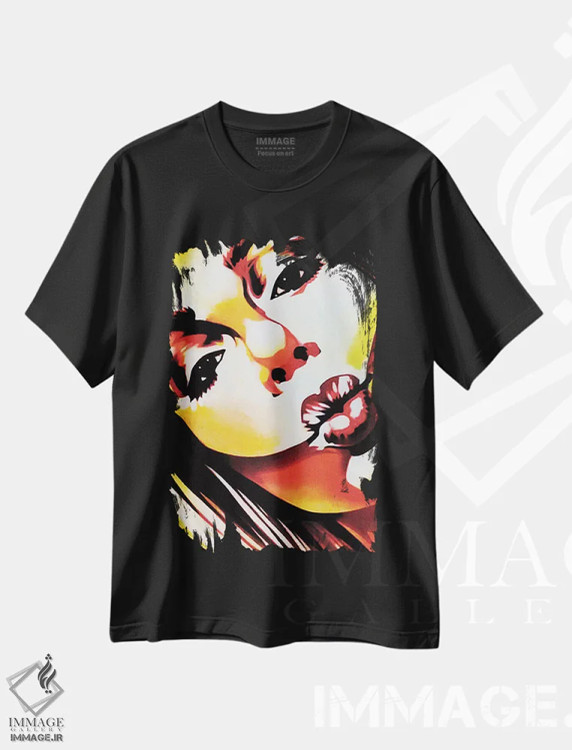 تیشرت مشکی طرح دار بوسهٔ فرشتگان، مدیوم اثر فرنان مورا | فروشگاه ایماژ