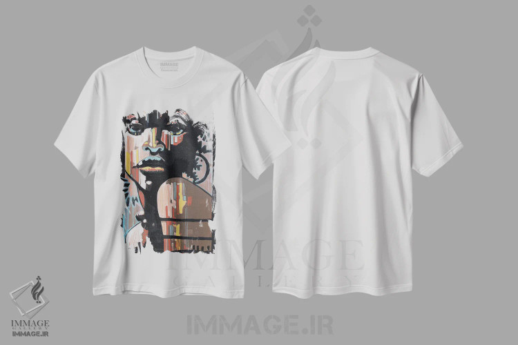 تیشرت سفید طرح دار جاز در تاریکی، هنر آمریکایی آفریقایی تبار اثر فرنان مورا | فروشگاه ایماژ