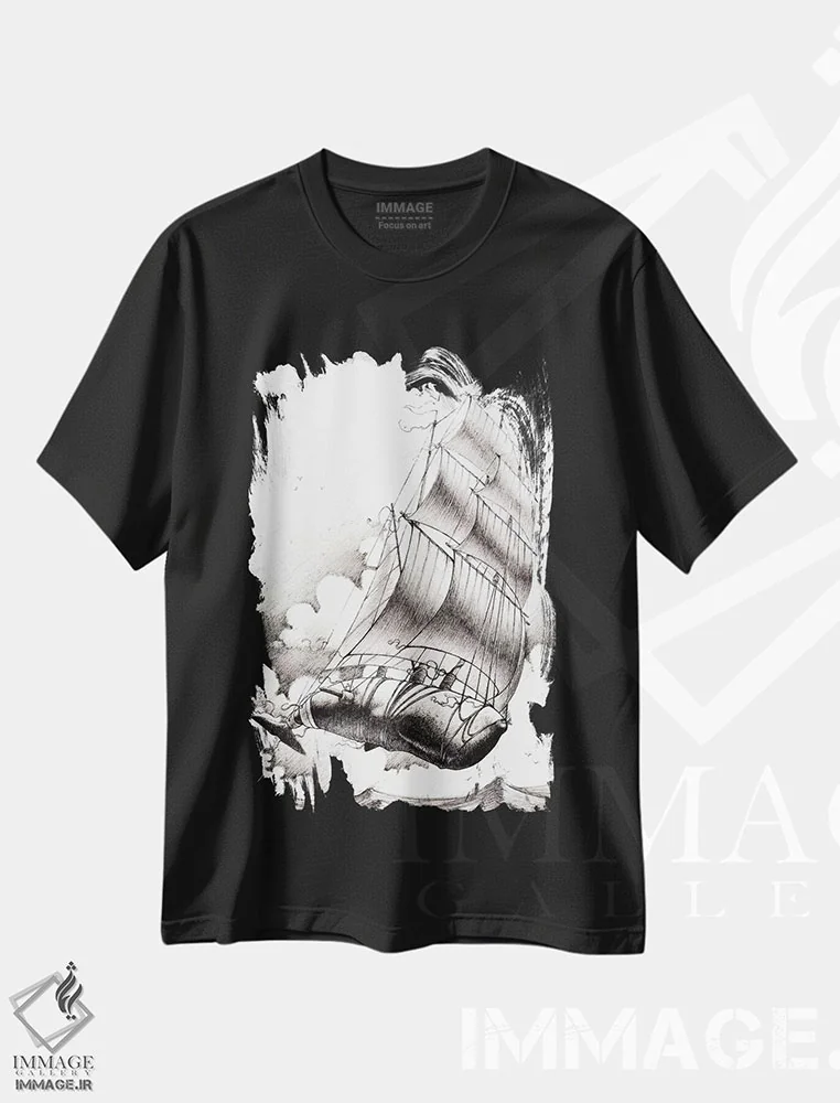 تیشرت مشکی طرح دار پرواز خیال، تزئینی اثر فرنان مورا | فروشگاه ایماژ