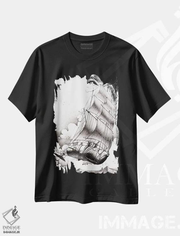تیشرت مشکی طرح دار پرواز خیال، تزئینی اثر فرنان مورا | فروشگاه ایماژ