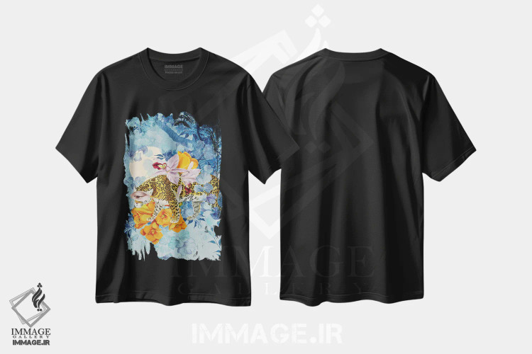 تیشرت مشکی طرح دار پیاده روی زیر ماه کامل، هنر فاخر معاصر اثر فن د فانتستیکا | immage.ir