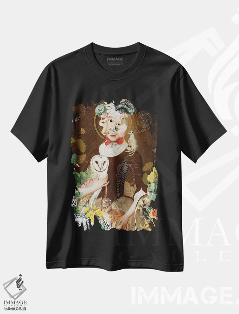 تیشرت مشکی طرح دار با صلح آمده ام، هنر فاخر معاصر اثر فن د فانتستیکا | فروشگاه ایماژ
