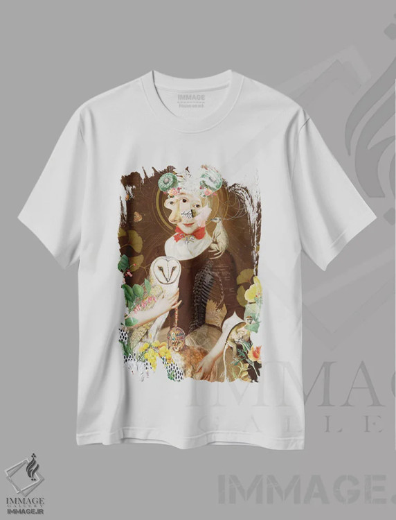 تیشرت سفید طرح دار با صلح آمده ام، هنر فاخر معاصر اثر فن د فانتستیکا | immage.ir