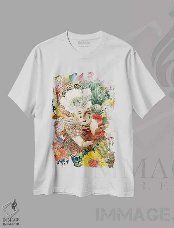 تیشرت سفید طرح دار مرا زیر آفتاب الماسی پیدا کن، هنر فاخر معاصر اثر فن د فانتستیکا | immage.ir
