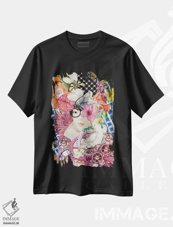 تیشرت مشکی طرح دار خلبان، هنر فاخر معاصر اثر فن د فانتستیکا | فروشگاه ایماژ