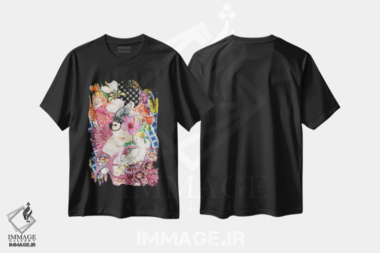 تیشرت مشکی طرح دار خلبان، هنر فاخر معاصر اثر فن د فانتستیکا | فروشگاه ایماژ