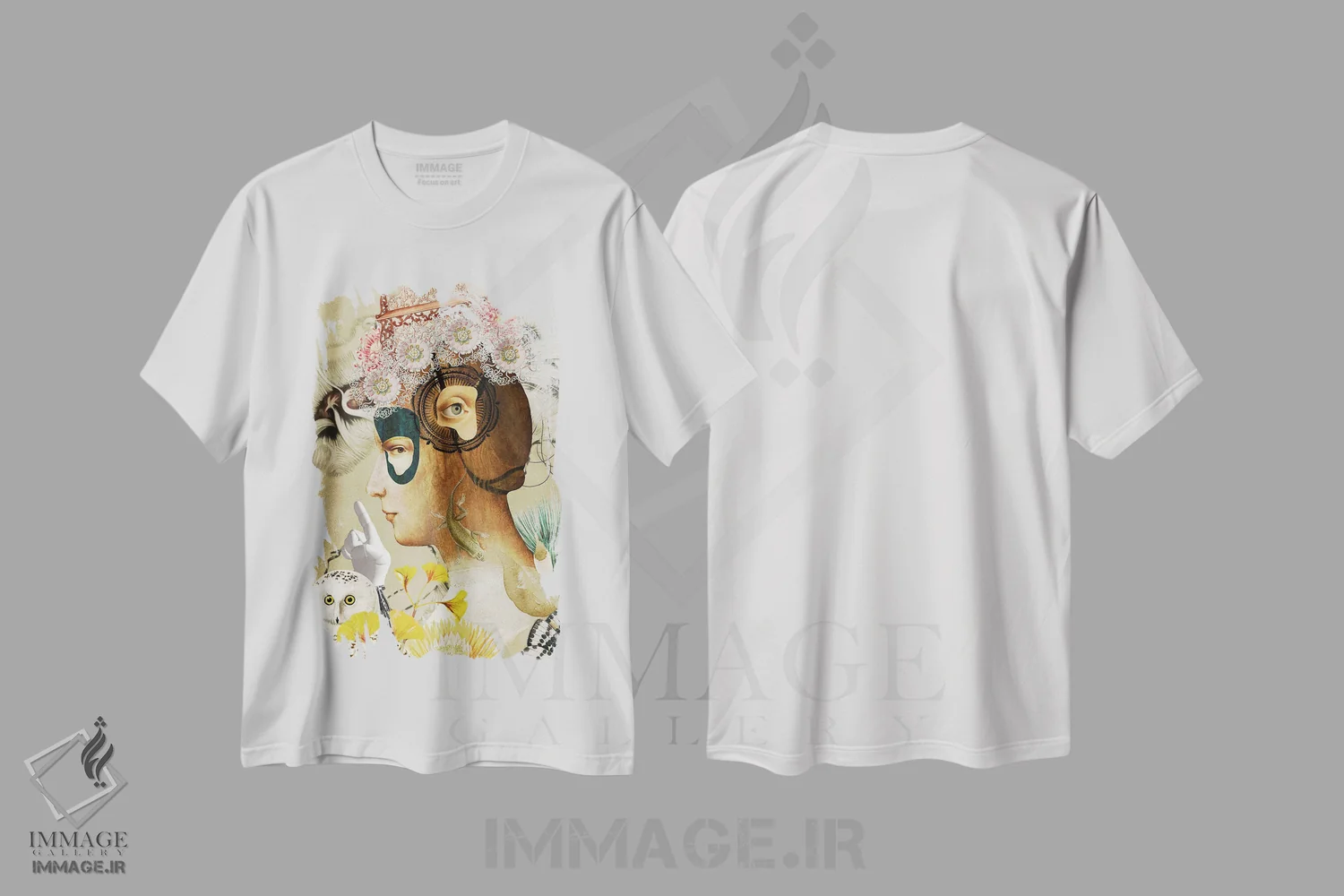 تیشرت سفید طرح دار خورشید خاموش، هنر فاخر معاصر اثر فن د فانتستیکا | فروشگاه ایماژ